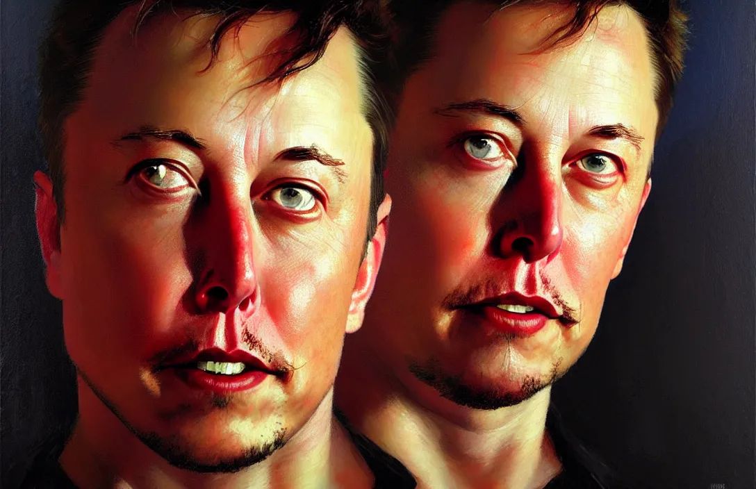 Prompt: portrait of elon musk!!!!!!!!!!!!!!!!!!!!!!!!!!!, detailed face, detailed painting,, epic lighting, by ilya repin, phil hale and kent williams