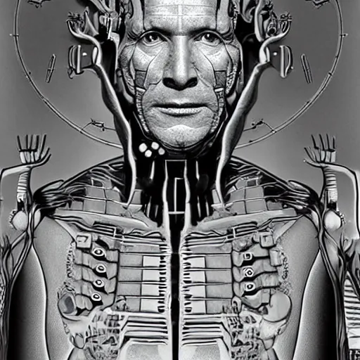Prompt: a portrait of a borg from star trek from the terrifying and incomprehensible beyond, body horror, by gerard brom and ansel adams