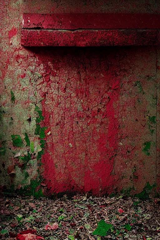 Image similar to decay by geert goiris, award - winning, fine - art photography, dark red and green color scheme