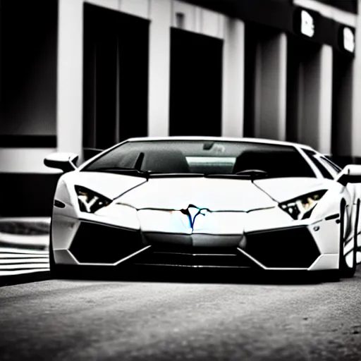 Image similar to black and white press photograph of a man in a suit pushing a lamborghini that is out of gas on a busy city street, sideview, detailed, natural light, mist, film grain, soft vignette, sigma 5 0 mm f / 1. 4 1 / 1 0 sec shutter, imax 7 0 mm footage