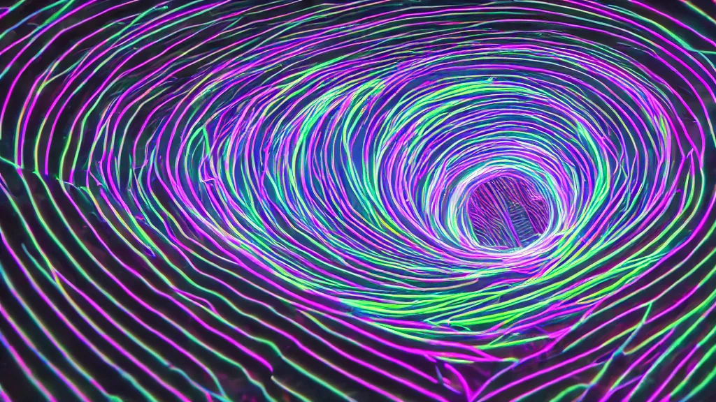 Image similar to a neon endless spiral, 8 k, rim lighting, lumen global illumination