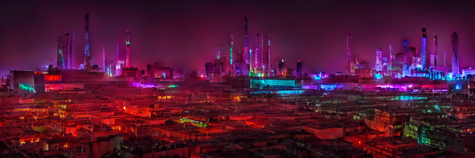 Image similar to Cyberpunk Power Plant, futuristic Phnom-Penh Cambodia, neon dark lighting