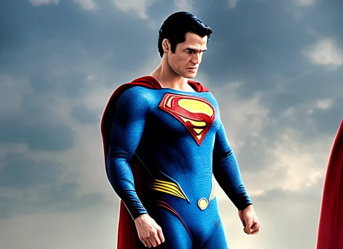 Image similar to film still of superman as a!!! skinny very skinny skinny slim weak man!!! in the new superman movie