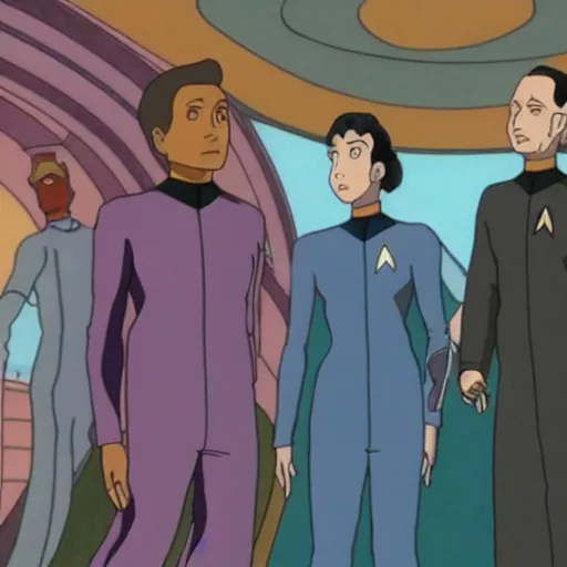 Image similar to movie still from star trek : deep space nine, studio ghibli