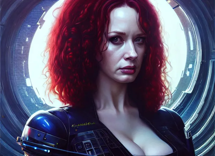 Image similar to wideangle shot of christina hendricks in cyberpunk 2 0 7 7, intricate, elegant, highly detailed, centered, digital painting, artstation, concept art, smooth, sharp focus, illustration, artgerm, tomasz alen kopera, peter mohrbacher, donato giancola, joseph christian leyendecker, wlop, boris vallejo