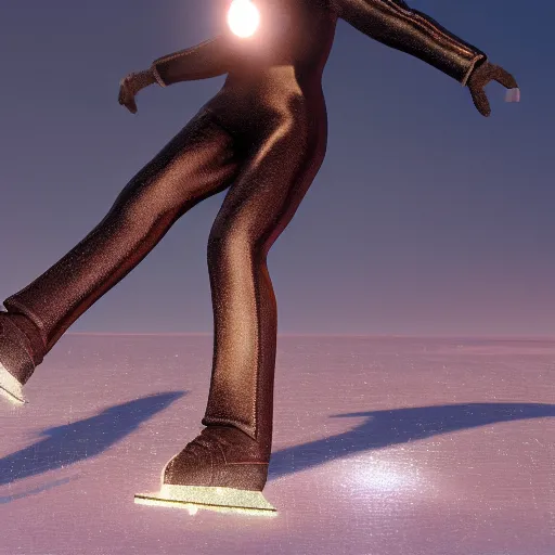 Prompt: a surreal figure skate on smooth ice cinematic light, unreal engine, trending on artstation