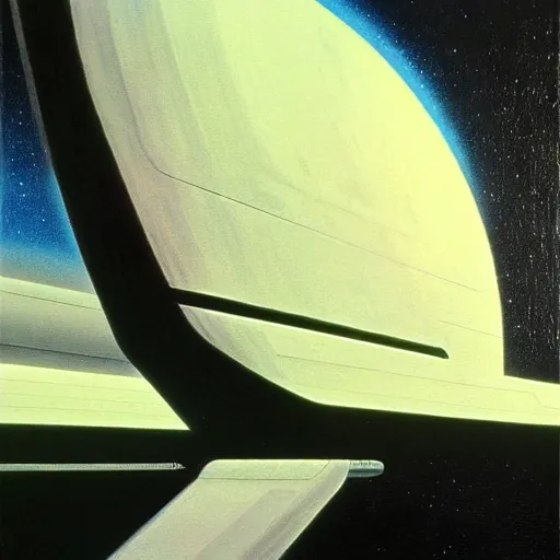 Prompt: a black and white dean ellis style spaceship, 1 9 7 0 s sci - fi, oil on canvas painting, smooth, sharp focus, vibrant volumetric natural light.