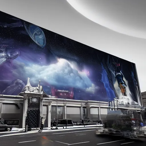 Prompt: sci-fi wall structure on the coronation of napoleon painting and digital billboard with photogrammetry cloud in the middle, unreal engine 5, keyshot, octane, artstation trending, ultra high detail, ultra realistic, cinematic, 8k, 16k, in style of zaha hadid, in style of nanospace Michael Menzelincev, in style of Lee SOUDER, in plastic, dark, tilt shift,