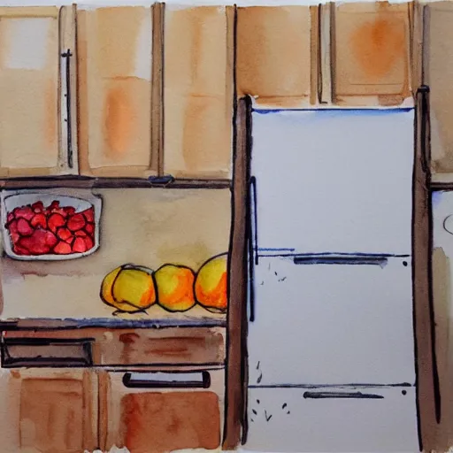 Image similar to fridge, watercolor