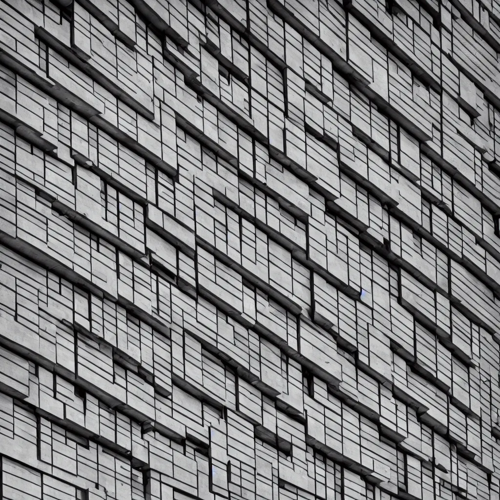 Prompt: photograph of a geometric concrete mid-century brutalist building on Instagram