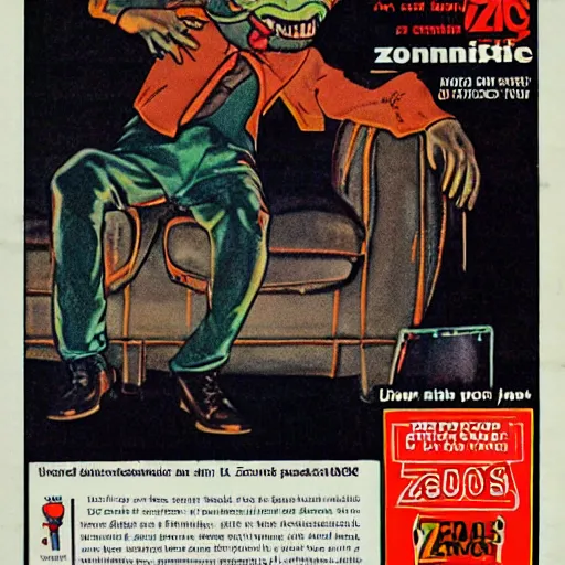 Image similar to 1980s ad for a zombie