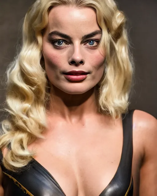 Prompt: body shot of margot Robbie wearing a cosplay costume, detailed face, 4k, hd, cinematic