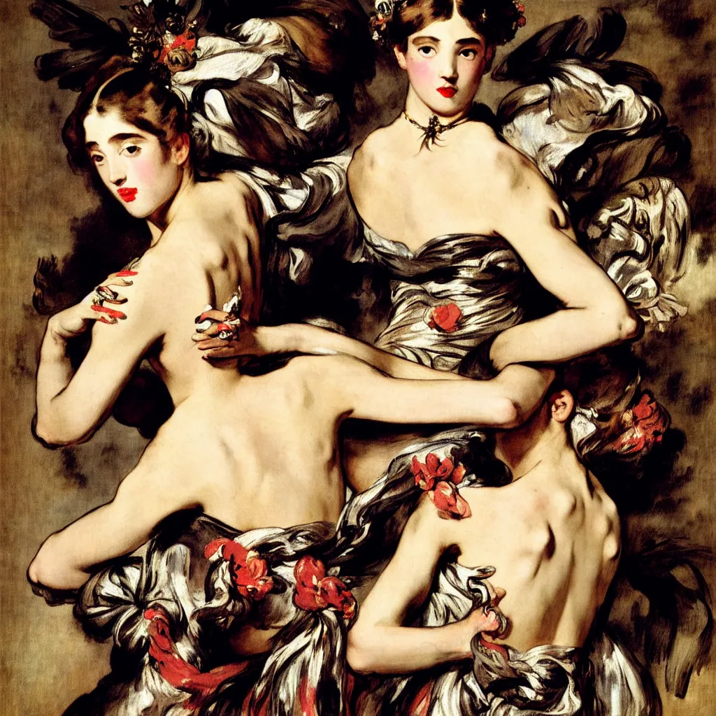 Image similar to fashion advertising campaign by eugene delacroix, highly detailed, intricate