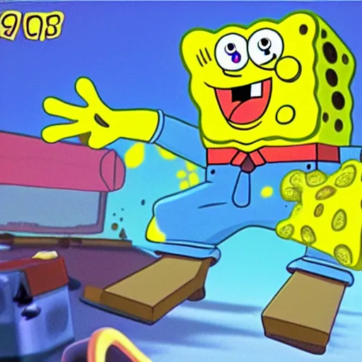 Image similar to spongebob squarepants n 6 4 first person shooter game - h 9 6 0