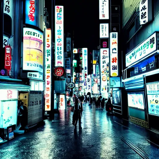 Image similar to late night wandering in tokyo, neon, nighttime