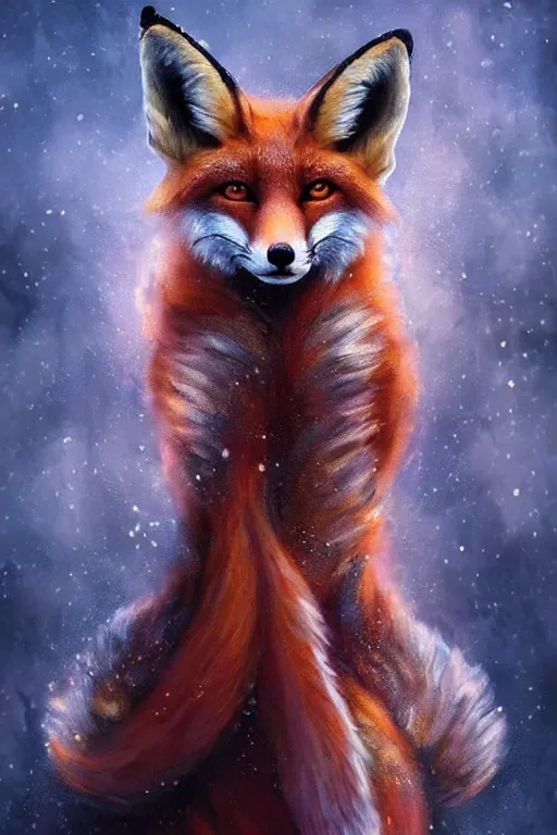 Prompt: majestic and regal portrait of a beautiful young female fox lady!!, fox ears, tail, intricate, epic, elegant, menacing, fantasy, highly detailed, digital painting, hard focus, beautiful volumetric lighting, epic light, ultra detailed, souls, smoke, by leesha hannigan, ross tran, thierry doizon, kai carpenter, ignacio fernandez rios