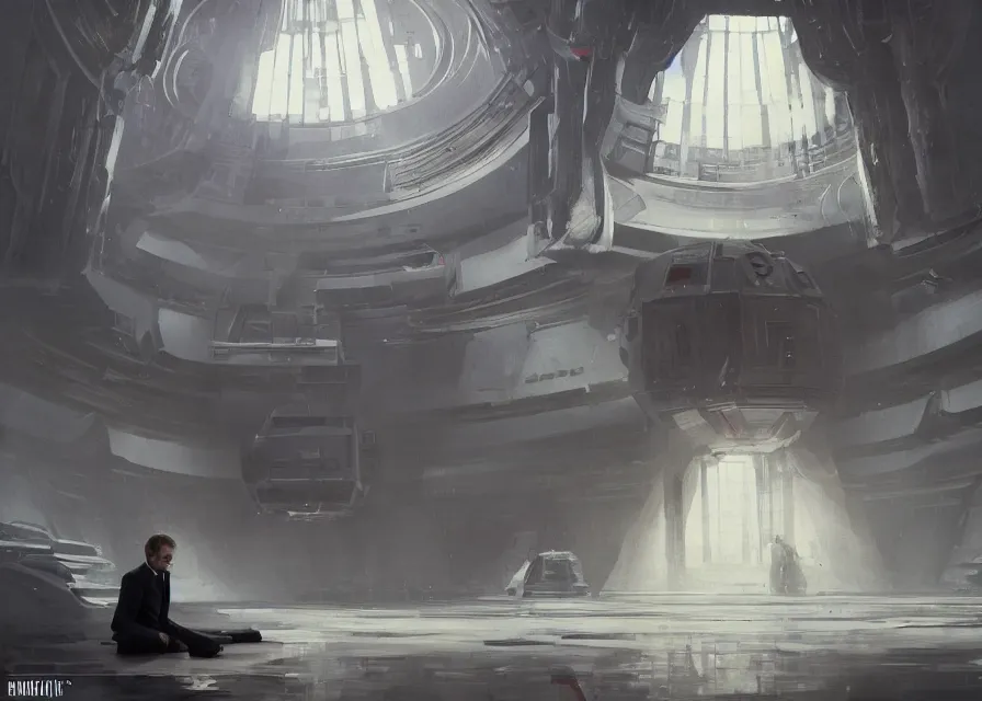 Image similar to painting of Emmanuel Macron dressed as in Star Wars,(((( inside the galactic senate)))), sharp focus, trending on ArtStation, masterpiece, by Greg Rutkowski, by Ross Tran, by Fenghua Zhong, octane, clear eyes, soft render, clear facial features, oil on canvas, moody lighting, cinematic, professional environment concept art