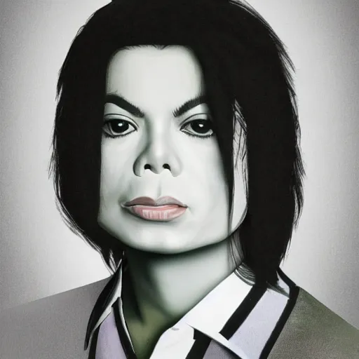 Image similar to Miranda Cosgrove and michael Jackson fusion self portrait, realistic image, studio lighting, elegant