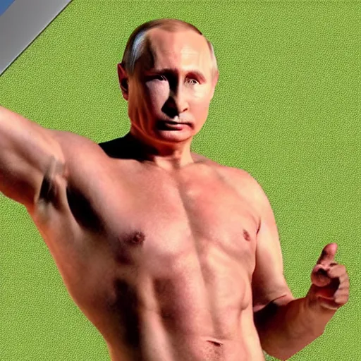 Prompt: putin wearing a thong, full body shot, hes on a green screen, hyper realistic, very detailed.