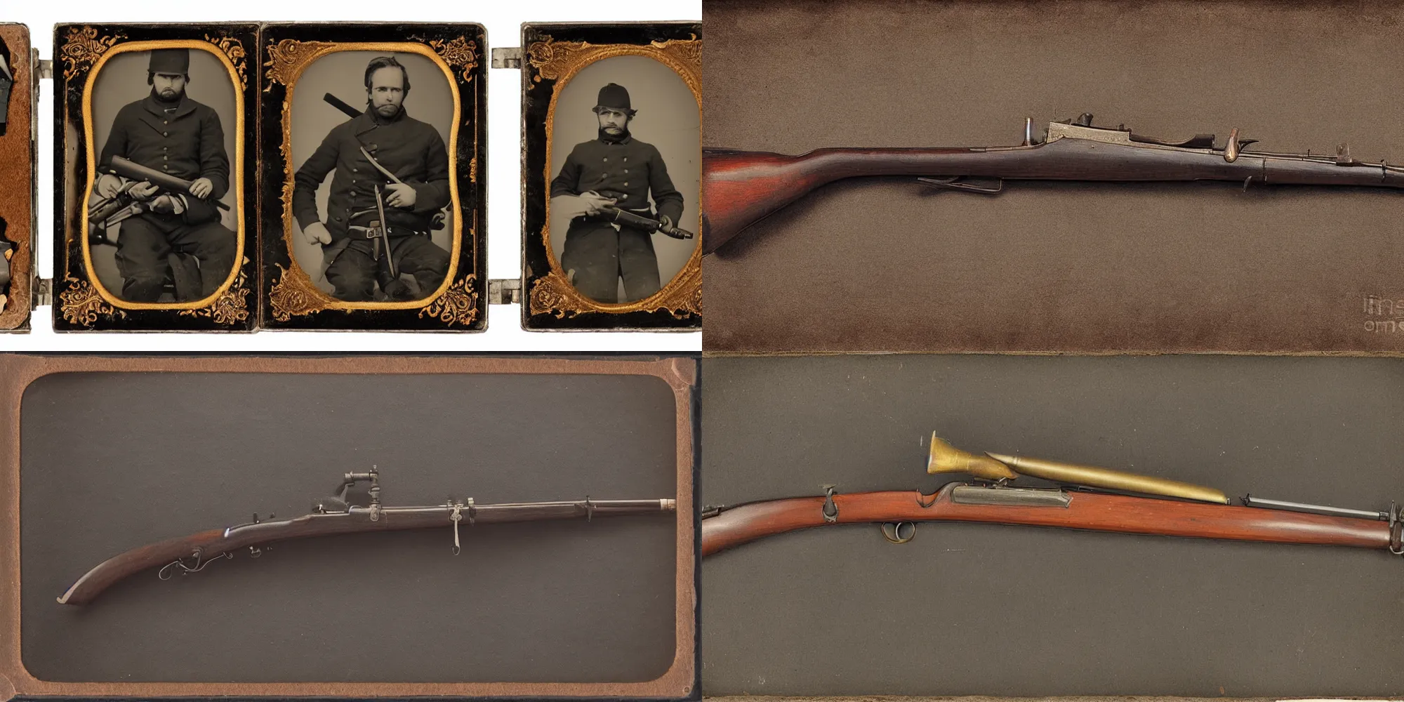 Prompt: Springfield Model 1861 musket, tintype photograph