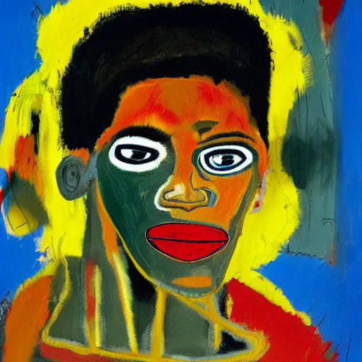 Prompt: painting of jean - michel basquiat by frida kahlo