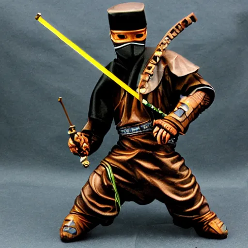 Prompt: steampunk ninja with laser katana