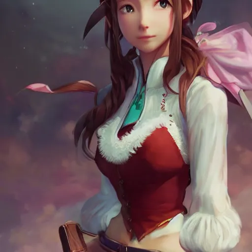 Image similar to concept art of aerith gainsborough by WLOP, rossdraws, Logan Cure, Mingchen Shen, BangkuART, sakimichan, yan gisuka, JeonSeok Lee, zeronis, Chengwei Pan on artstation