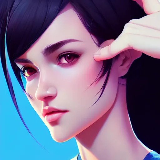 Image similar to a portrait of a beautiful model, art by ilya kuvshinov and wlop and artgerm and josan gonzalez, digital art, highly detailed, intricate, sharp focus, trending on artstation hq, deviantart, pinterest, unreal engine 5, 4 k uhd image