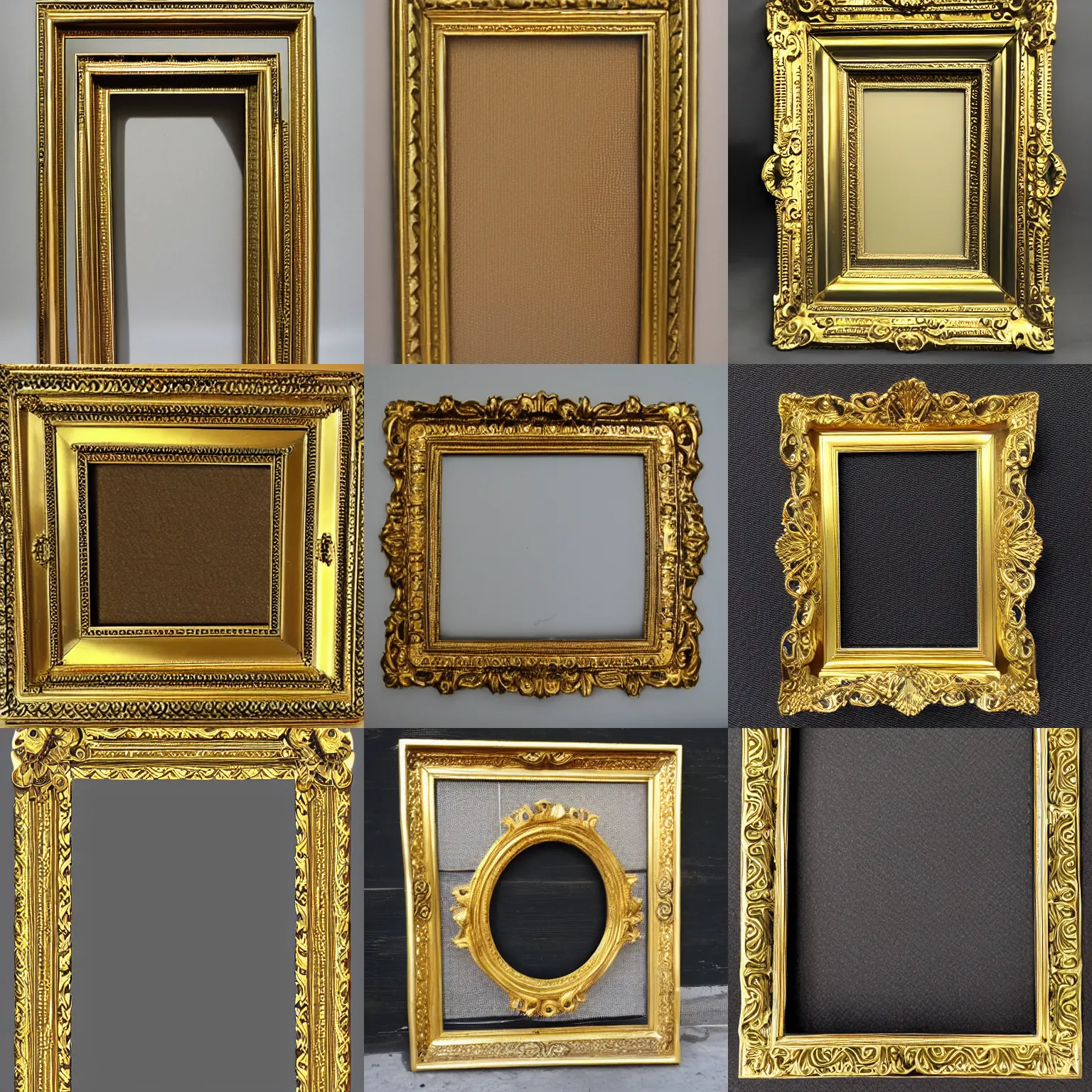 Prompt: symmetrical ornate gold frame