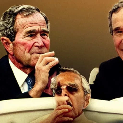 Prompt: ! dream still of george bush as tony montana sniffing tiny inmigrants