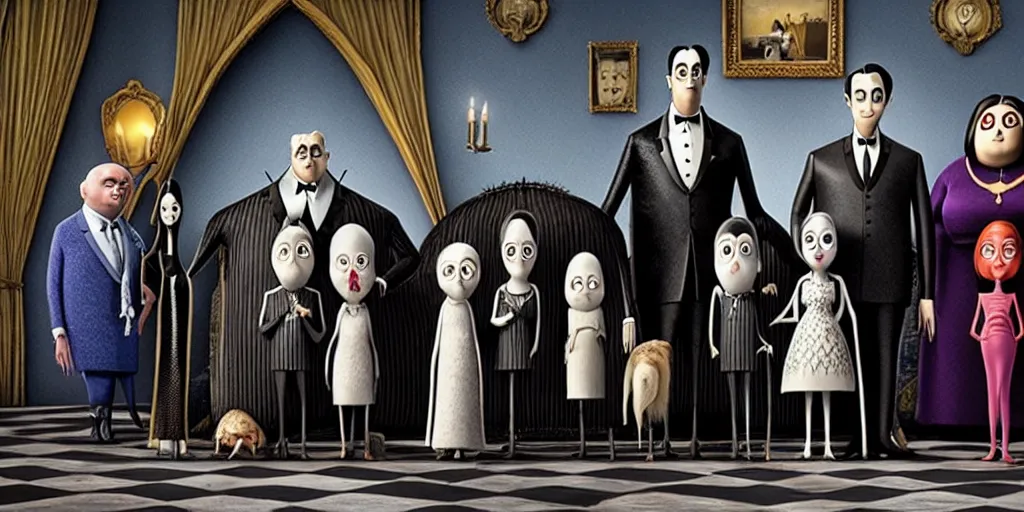 Prompt: the Addams family movie directed by Wes Anderson