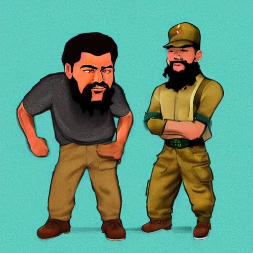 Image similar to Jayson Tatum and Jaylen Brown as Fidel Castro and Che Guevara, digital art trending on artstation