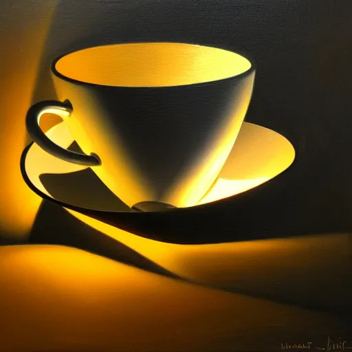 Image similar to a cup filled with light, oil painting, hyperdetailed, smooth