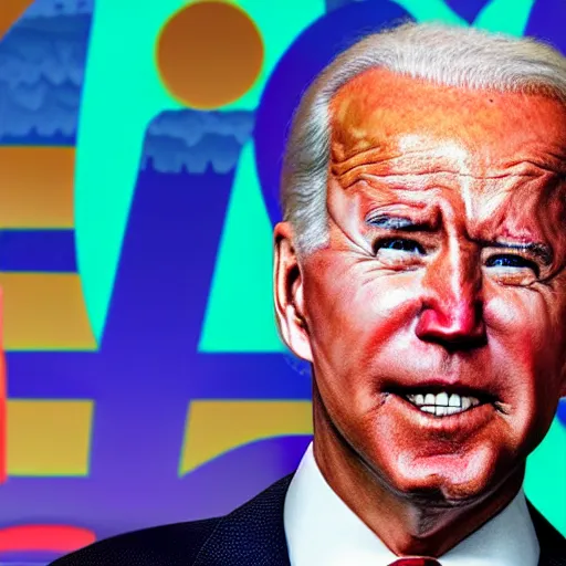 Image similar to Joe Biden with colorful clown makeup all over his face