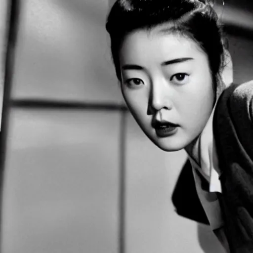 Image similar to 1950s Korean thriller film noir, Shin Sang-ok, 35mm film, Cooke Varotal 20-100 T3.1