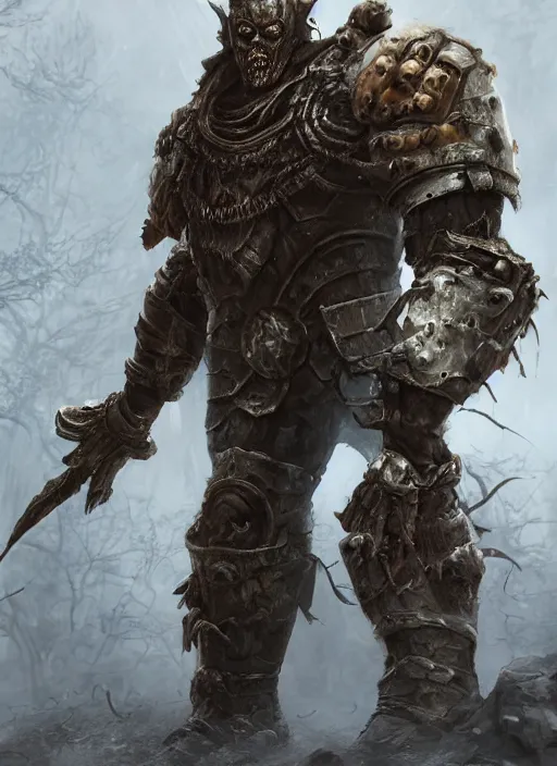 Image similar to а fantasy Proto-Slavic mythology, zombie in armour inspired blizzard games, full body, detailed and realistic, 4k, trending on artstation, octane render