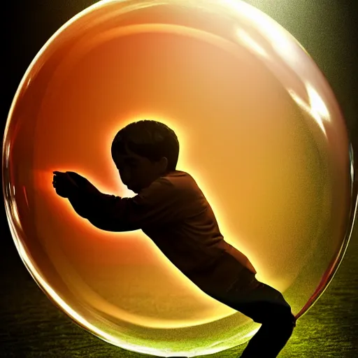 Image similar to ( ( ( psychonautist samurai ) ) ) in a bubble, digital art, award winning, volumetric lighting