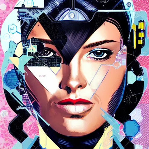 Image similar to portrait of a female android, by MARVEL comics and Sandra Chevrier