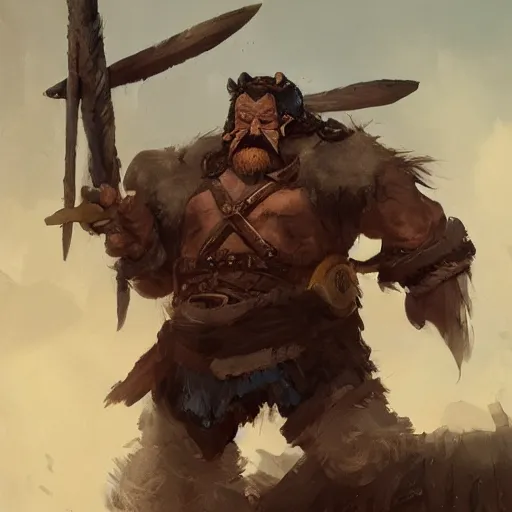 Image similar to portrait old barbarian warrior with trucker mustache and short hair, 8 k, trending on art station, by tooth wu and greg rutkowski