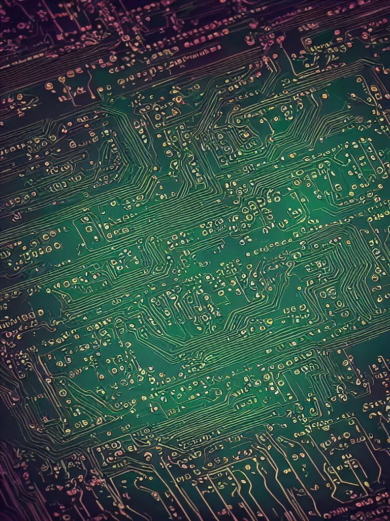 Image similar to neon lit printed circuit board by disney concept artists, blunt borders, rule of thirds