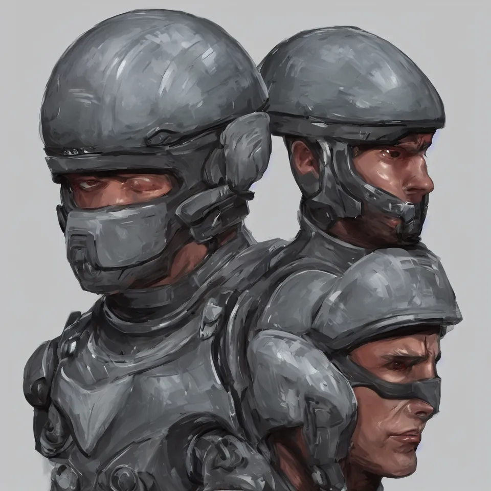 Prompt: front view person solider cyber headgear combat vision helmet highly detailed, digital painting, hyper concept art, smooth, crisp sharp focus, simple draft aaa unreal artstation