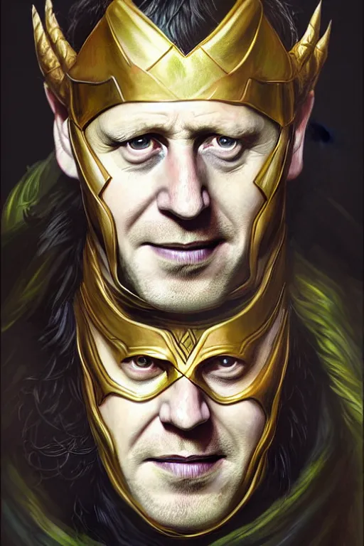 Prompt: Boris Johnson as Loki from Asgard, realistic portrait, symmetrical, highly detailed, digital painting, artstation, concept art, smooth, sharp focus, illustration, cinematic lighting, art by artgerm and greg rutkowski and alphonse mucha