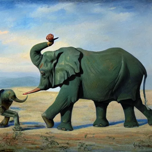 Prompt: green elephant with v. epifancev and pahomov