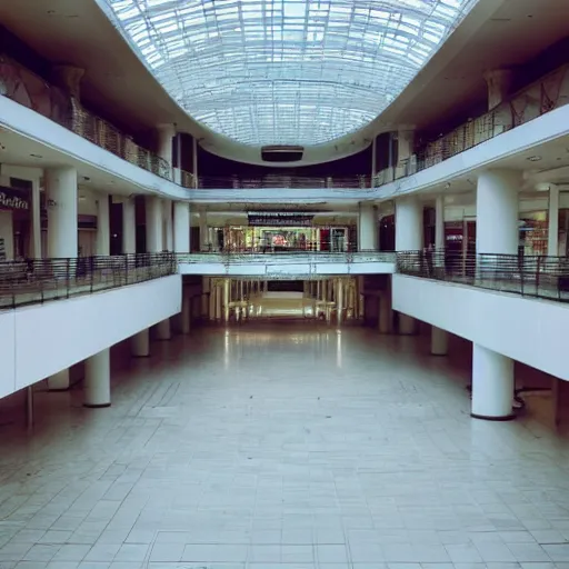 Image similar to photo of an empty mall from early 2000’s taken on an iphone 4