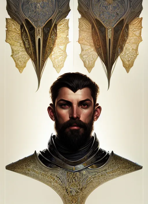 Prompt: symmetry!! portrait of male knight, high fantasy, intricate, elegant, highly detailed, digital painting, artstation, concept art, smooth, sharp focus, illustration, art by artgerm and greg rutkowski and alphonse mucha, 8 k