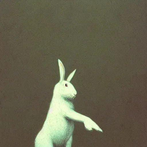 Image similar to a white rabbit by beksinski