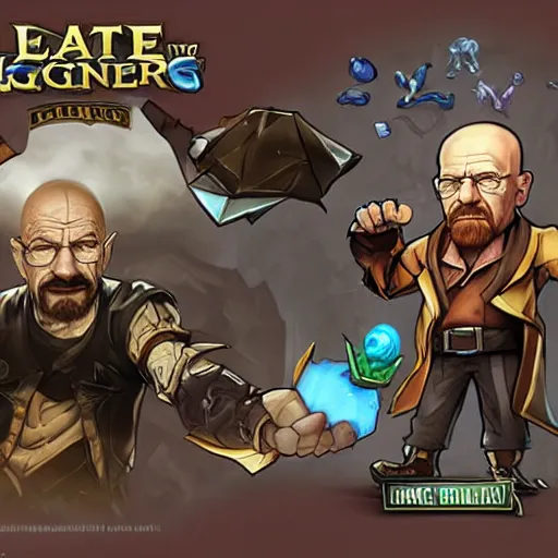 Image similar to Walter White as league of legends character splash art