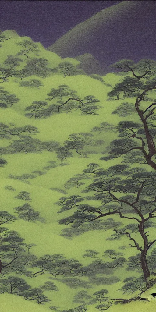 Image similar to lush green valley by ohara koson, 1 9 1 0