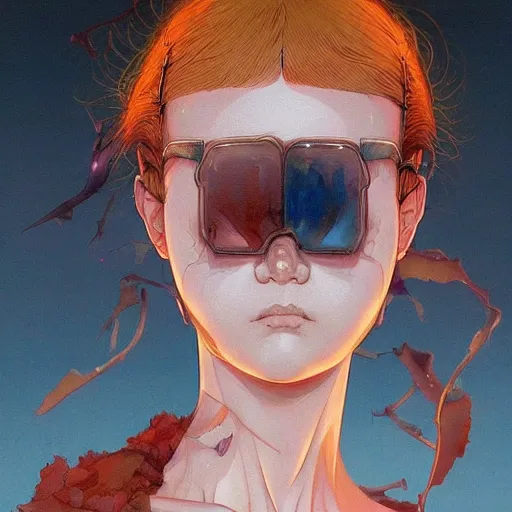 Image similar to prompt : wierd character portrait soft light painted by james jean and katsuhiro otomo and erik jones, inspired by evangeleon anime, smooth face feature, intricate oil painting, high detail illustration, sharp high detail, manga and anime 1 9 9 9