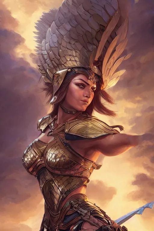 Image similar to amazon valkyrie athena, d & d, fantasy, portrait, highly detailed, headshot, digital painting, trending on artstation, concept art, sharp focus, illustration, art by artgerm and greg rutkowski and magali villeneuve